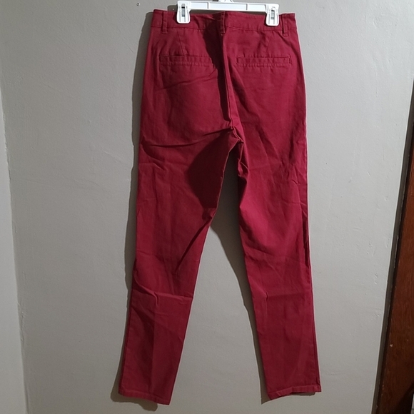 ASOS EUC Red Slim Fit Dress Trouser Pants 97% Cotton - Men's TALL SIZE 30x36 - Picture 4 of 9